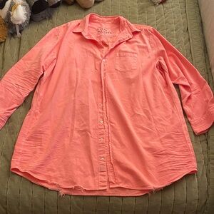 Frank & Eileen Coral-Peach Button Front Shirt